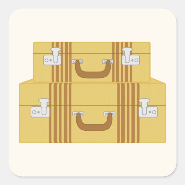 Vintage Koffer Quadratischer Aufkleber (Vorderseite)