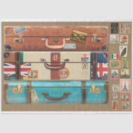 Vintage Kofferfronten und Reiseaufkleber Seidenpapier