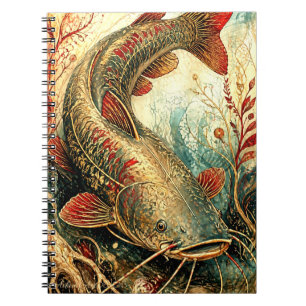 Vintage Koi Wels Fusion Kunst Ornamentale Aquarien Notizblock