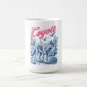 Vintage-Kojoten-Wüsten-Szene-Wildtier-Natur-Kunst Kaffeetasse