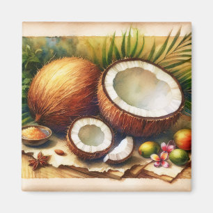 Vintage Kokosnuss tropisch Magnet