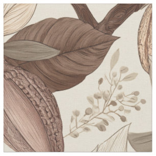 Vintage-Kokosnussschoten und Blätter Botanische Ku Stoff