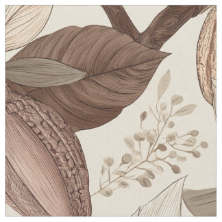 Vintage-Kokosnussschoten und Blätter Botanische Ku Stoff