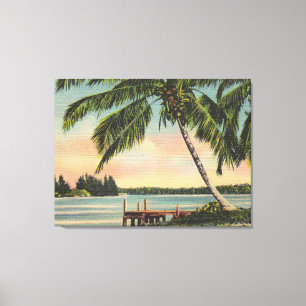 Vintage Kokospalmen Tropischer Sonnenuntergang Leinwanddruck
