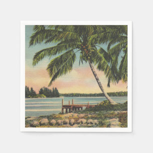 Vintage Kokospalmen Tropischer Sonnenuntergang Serviette