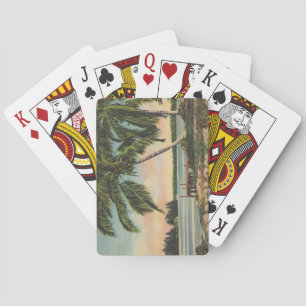 Vintage Kokospalmen Tropischer Sonnenuntergang Spielkarten