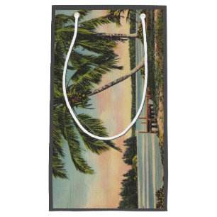Vintage-Kokospalmenbaum Tropischer Wind Sonnenunte Kleine Geschenktüte