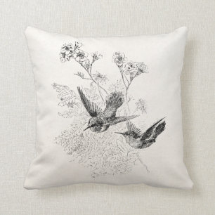 Vintage Kolibri-Antiken-Vogel-Schablone Kissen