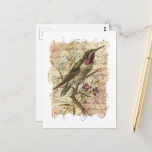 Vintage Kolibri Collage Postkarte