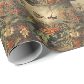 Vintage Kolibri & Floral Botanisches Geschenkpapie Geschenkpapier