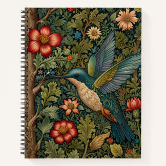 Vintage Kolibri-Kunst botanisch Boho Chic Notizbuch