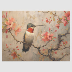 Vintage Kolibri mit Kirschblüten Dekoupage Seidenpapier