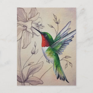 Vintage Kolibri Nr. 6 Aquarell-Kunst Postkarte