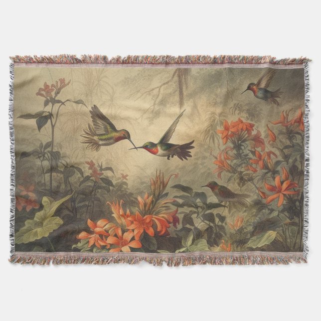 Vintage Kolibris und Blume Decke (Vorderseite)