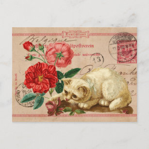 Vintage Kollaboration mit Katz und Blume nach Über Postkarte