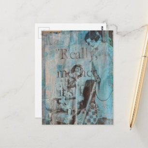 Vintage-Kollage von Kind und Mutter beim Staubsaug Postkarte