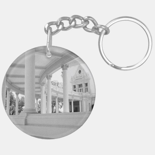 Vintage Kolumnen Architektur Schwarz-Weiß-Foto Schlüsselanhänger (Rückseite rechts)