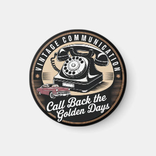 "Vintage Kommunikation" Retro-Emblem-Design Magnet