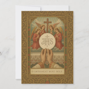 Vintage Kommunion Eucharistie Priester Messe Einladung