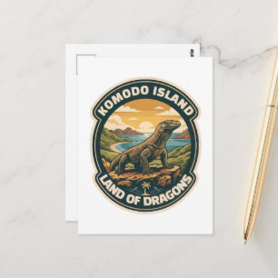 Vintage Komodo Island Nationalpark Indonesien Postkarte