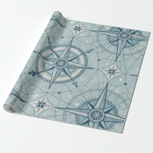 Vintage-Kompass Nahtloses Nautilus-Muster (2) Geschenkpapier