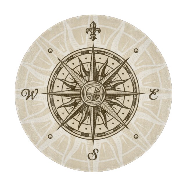 Vintage Kompass-Rose Schneidebrett (Vorderseite)