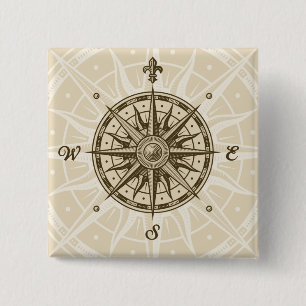 Vintage Kompassrose Button