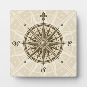 Vintage Kompassrose Fotoplatte