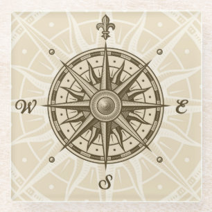 Vintage Kompassrose Glasuntersetzer