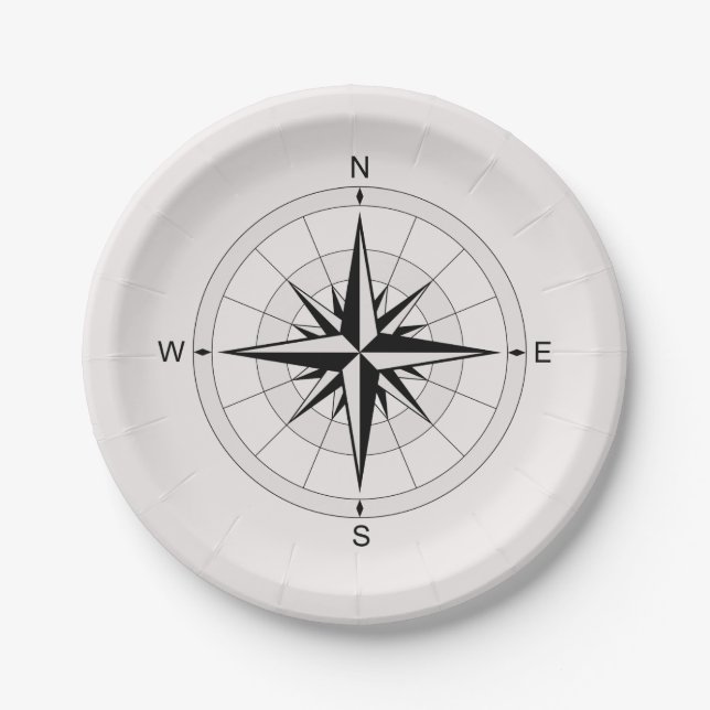 Vintage Kompassrose  Pappteller (Vorderseite)