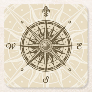 Vintage Kompassrose Rechteckiger Pappuntersetzer