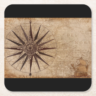 Vintage Kompassrose Rechteckiger Pappuntersetzer