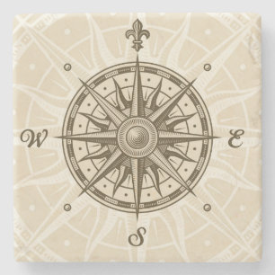 Vintage Kompassrose Steinuntersetzer