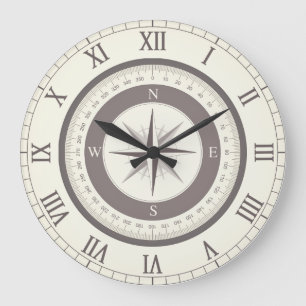 Vintage Kompassuhr (statische Kompassgrafik) Große Wanduhr