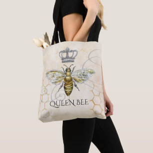 Vintage Königin Bee Royal Crown Honeycomb Beige