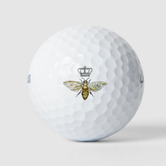 Vintage Königin Bee Royal Crown Honeycomb Beige Golfball (Vorderseite)