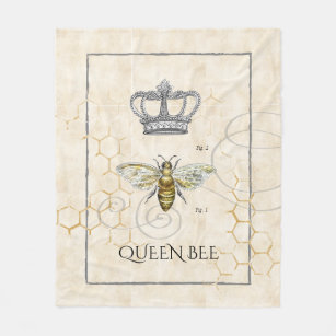 Vintage Königin Bee Royal Crown Honeycomb Fleecedecke