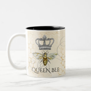 Vintage Königin Bee Royal Crown Honeycomb Zweifarbige Tasse