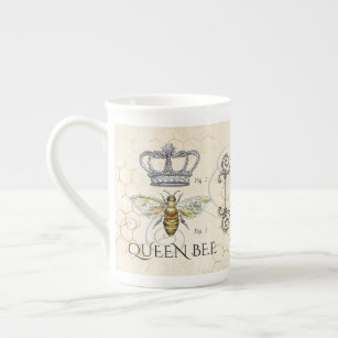 Vintage Königin Bee Royal Crown Monogram Prozellantasse
