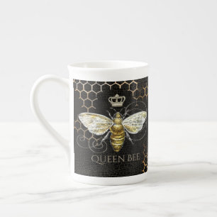 Vintage Königin Biene Royal Krone Schwarz Prozellantasse
