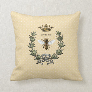 Vintage Königin-Bienen-Krone und Wreath 2 Kissen