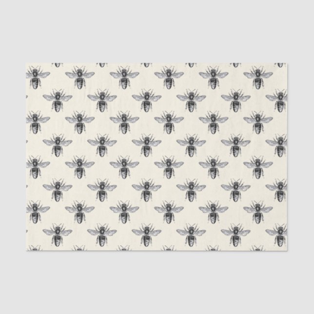 Vintage Königin Honeybee Apiary Pattern Nature Lov Seidenpapier (Vorderseite)