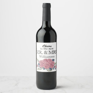 Vintage königliche Kunst Deko Rose Malerei Weinetikett