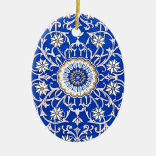 Vintage königliches Blau-Verzierung Keramik Ornament