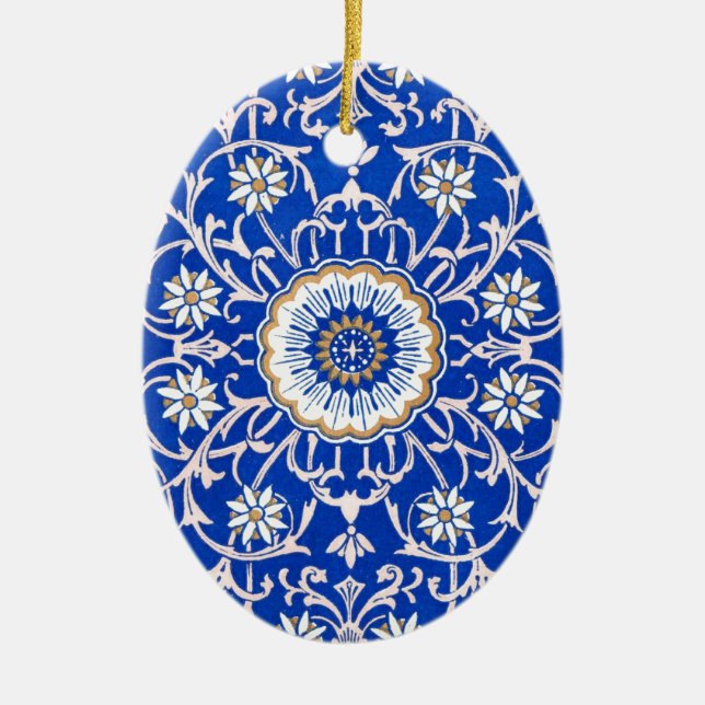 Vintage königliches Blau-Verzierung Keramik Ornament (Vorne)