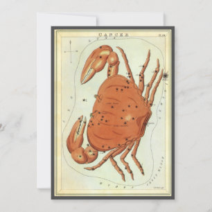 Vintage Konstellation von Krebserkrankungen, Urani Einladung