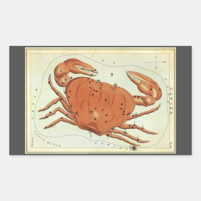 Vintage Konstellation von Krebserkrankungen, Urani Rechteckiger Aufkleber (Vorderseite)