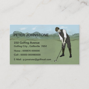 Vintage Kontaktkarten für Golfspieler Telefonnummerkarte
