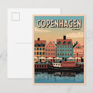 Vintage Kopenhagen Dänemark farbenfrohe Häuser Ges Postkarte
