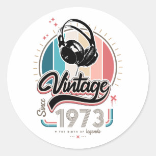 Vintage Kopfhörer seit 1973 Runder Aufkleber